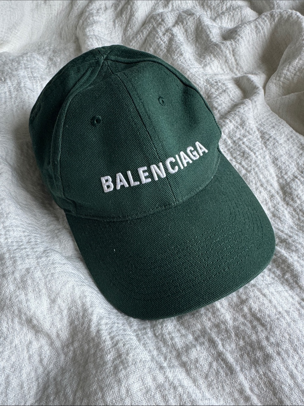 Balenciaga Forest Green Embroidered Logo Cap